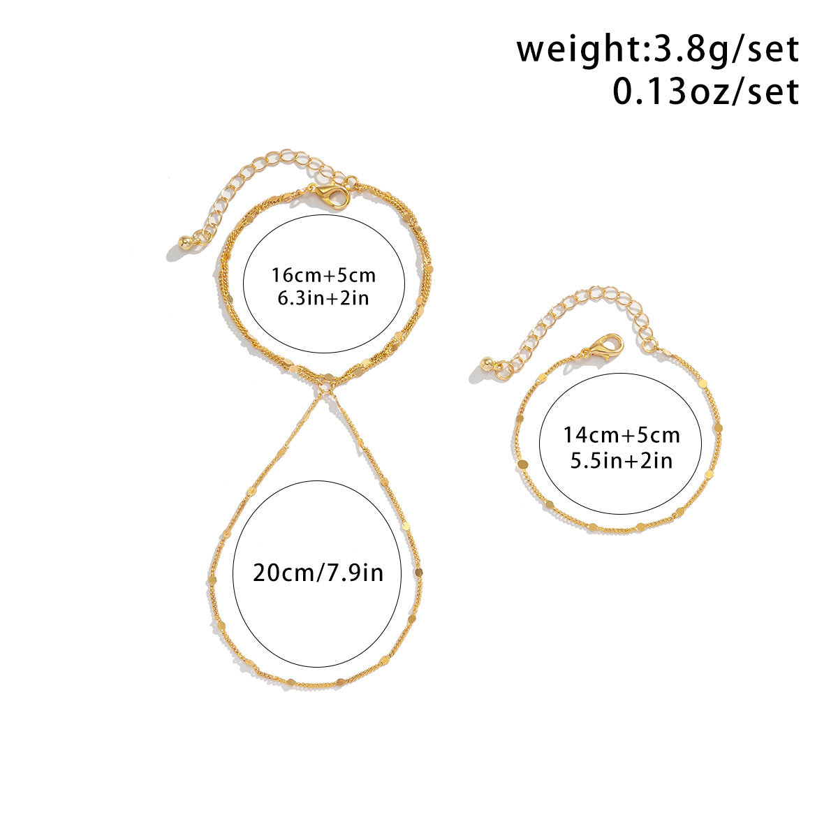Multi-layer Sequin Chain Ring Bracelet
