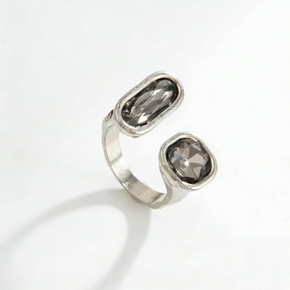 Luxury Acrylic Black Diamond Ring Minimalist Geometric Square Band