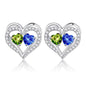 Sterling Silver Birthstone Heart Earrings new