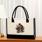 Canvas tote bag, large capacity printed tote bag women's, fashionable waterproof portable shopping bag