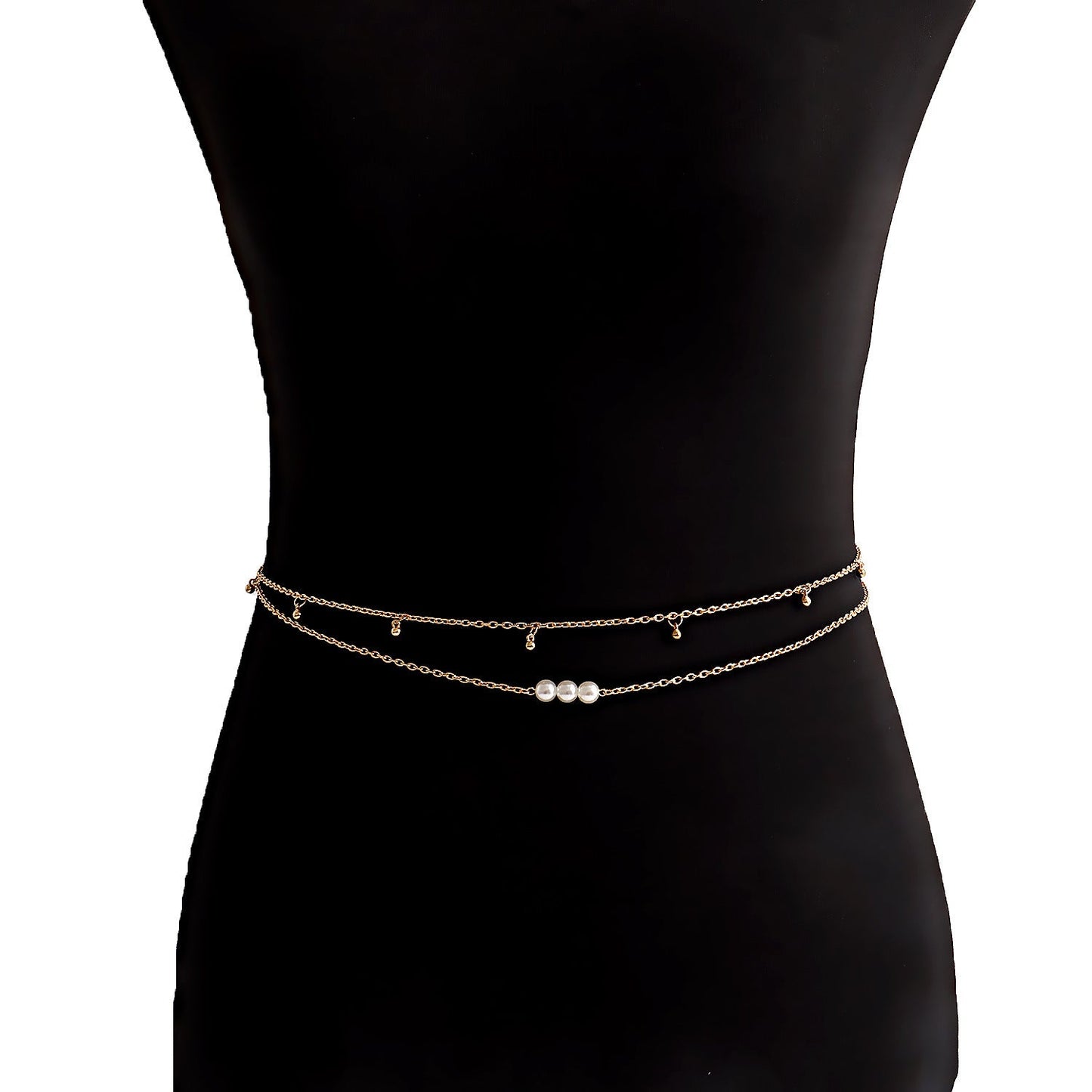 Vintage Double Layer Pearl Bead Chain Belly Chain
