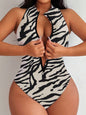 Sexy Striped Print One-Piece Bikini Swimsuit for Women