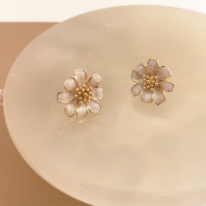 Enamel Petal Flower Earrings