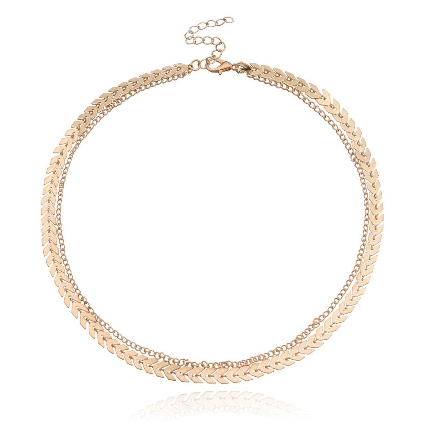 Multi Arrow Chain Choker Necklace Women Two Layers
