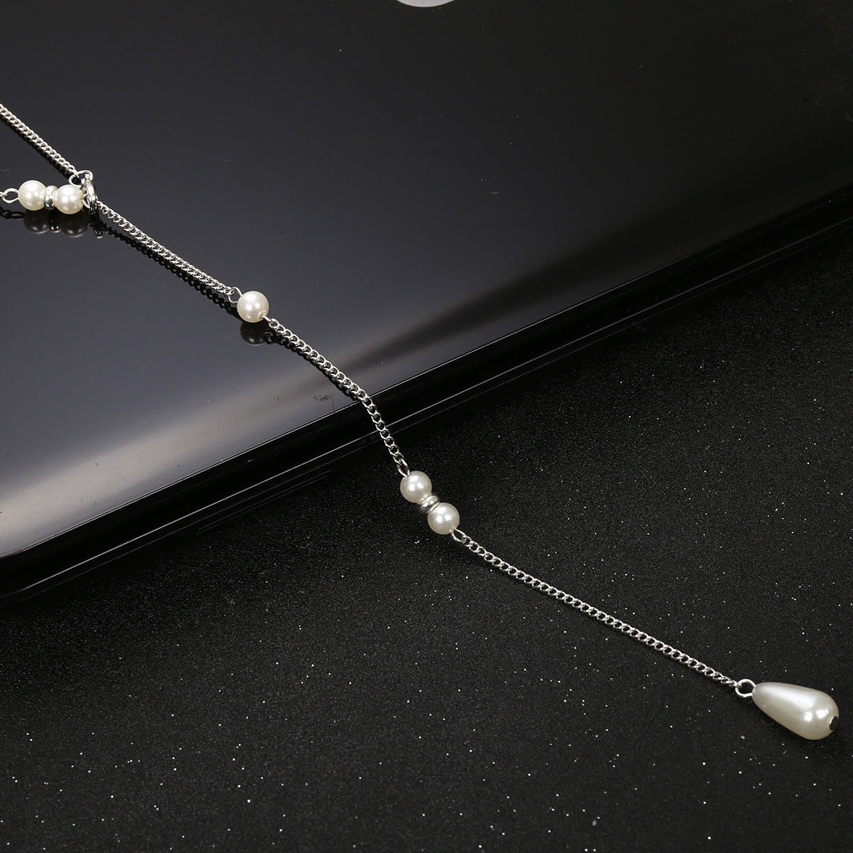 Long Tassel Back Chain Pearl Bead Necklace