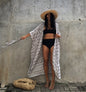 Cotton Leaf Print Beach Cover-Up ¨C Sexy Cardigan Style Vacation Sun Protection Dress