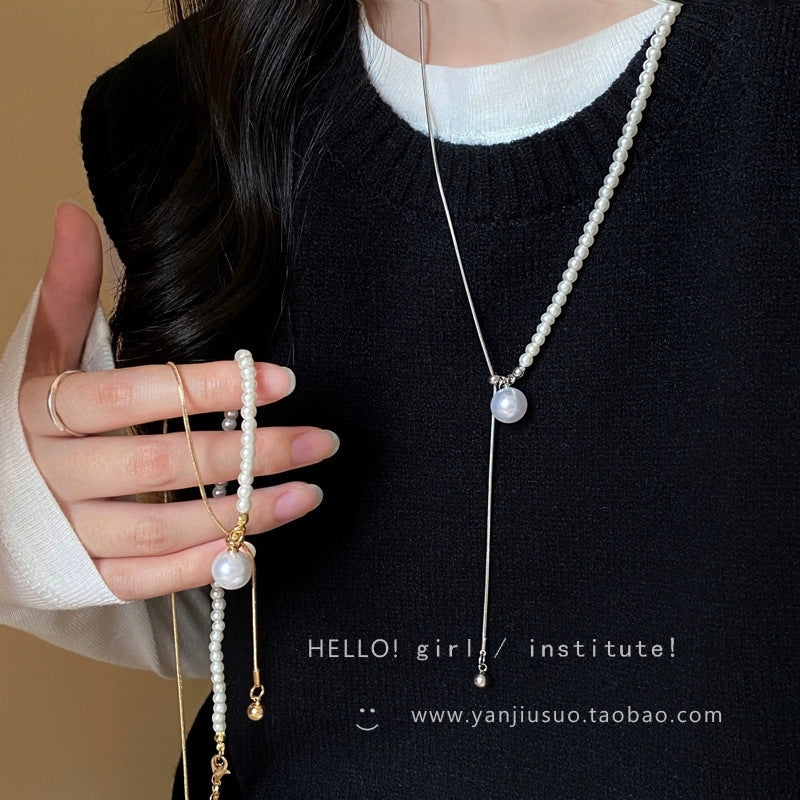 Pearl Snake Chain Choker Necklace for Lady