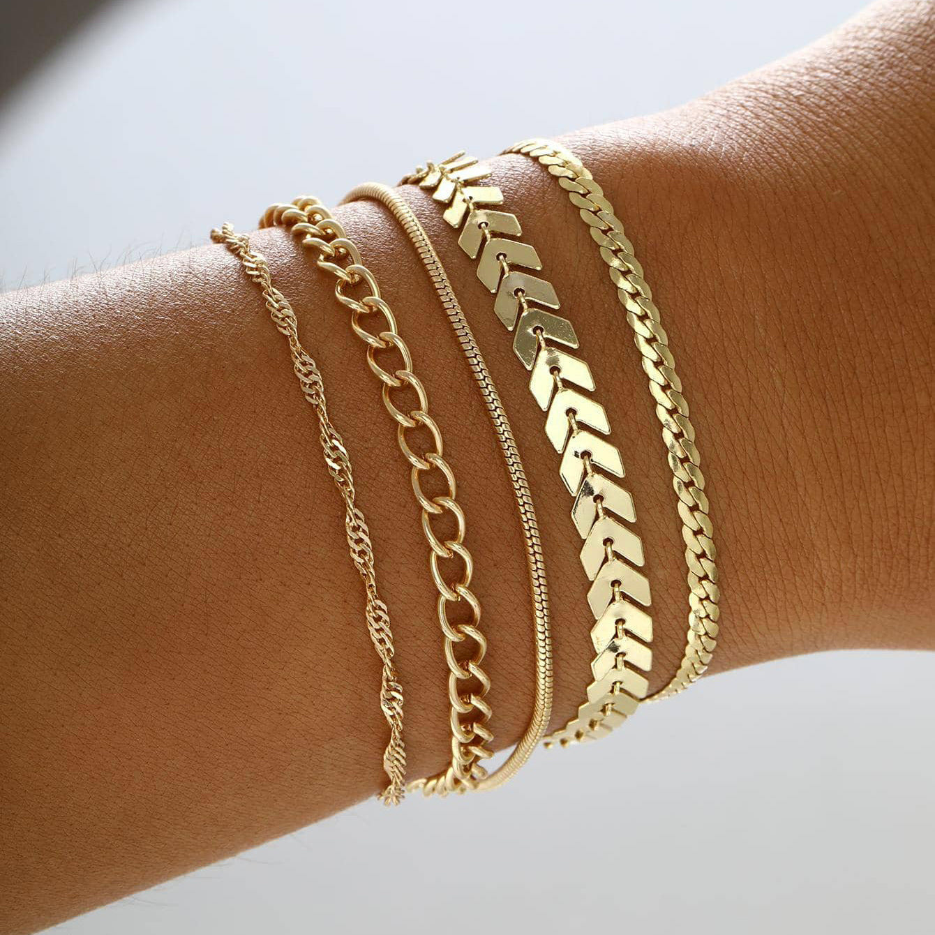 Girls Twist Snake Boho Chunky Chain Bracelets Set