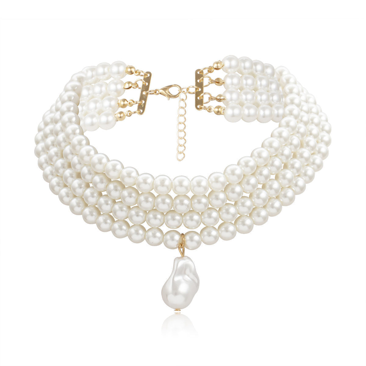 Multi Layer Baroque Pearl Choker Necklace for Women