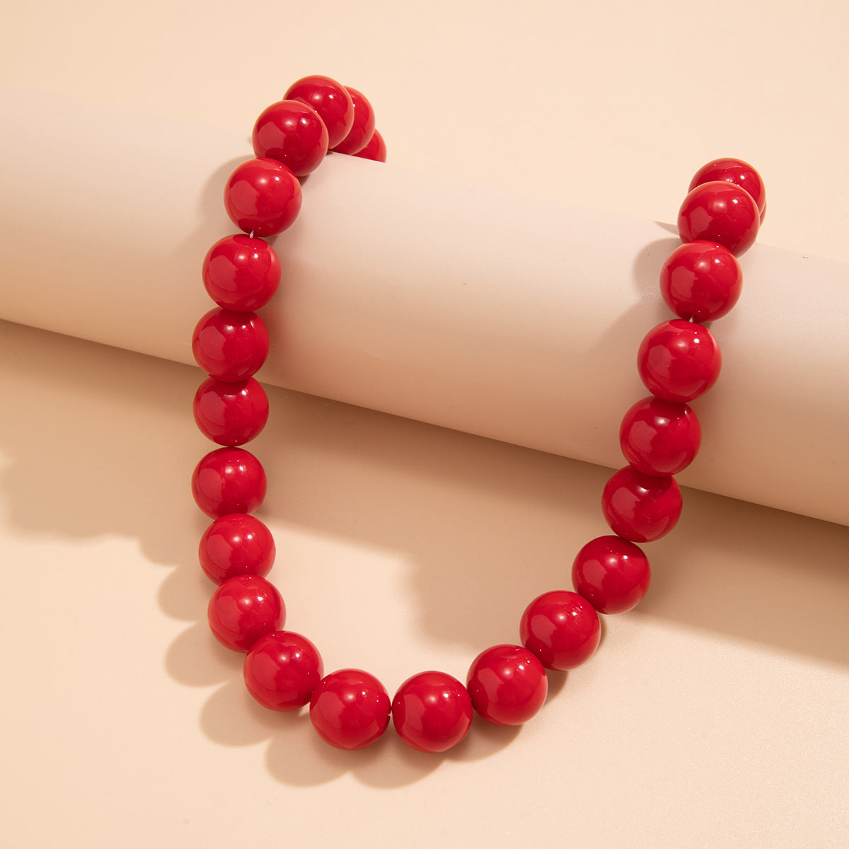 Punk Smooth Big Round Beads Strand Necklace for Women