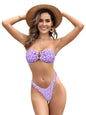 Tube Top Pumping Pleated Bikini Female Sexy Halter High Waist Thickened Split Swimsuit Swim Mod Ditsy Bandeau Bikini Swimsuit