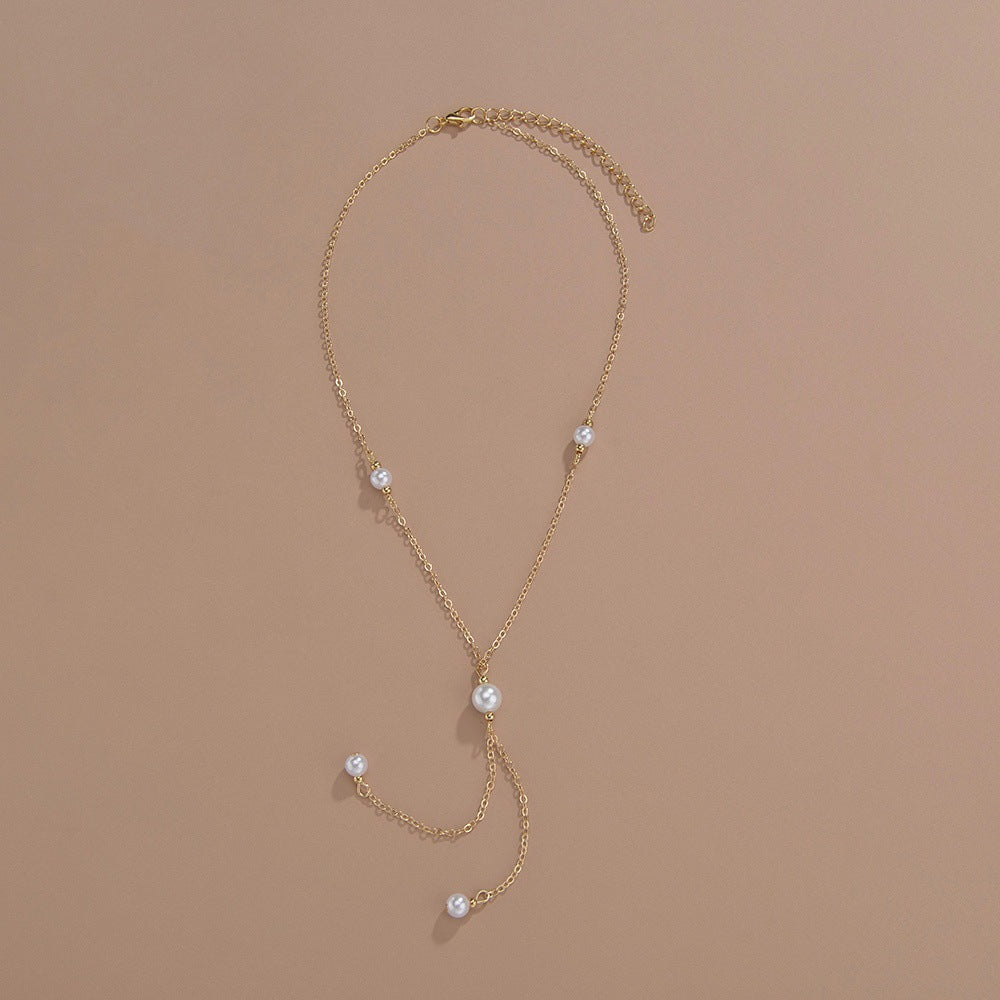 Bohemian White Imitation Pearl Tassel Necklace