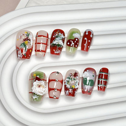Christmas handmade nail wear boutique high-end nail art fake nail flakes autumn and winter