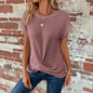 Batwing Sleeve Twist Hem Waffle Knit Tee
