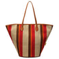 Trendy Canvas Shoulder Tote – Fashion Stripe Large Handbag, Casual Weekender Shopper