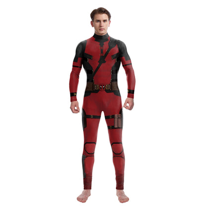 onepiece Halloween movie cos suit Deadpool 3 Wolverine costume playing suit printed jumpsuit