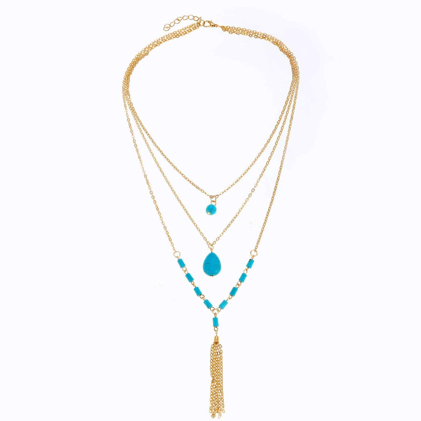 Tassel Necklace Turquoise Stone Necklace
