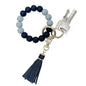 PU Tassel Keychain Bag charm Silicone Beaded Keychain Wristlet Key Ring Bracelet Cute Car Key Chain Holder for Women Girls