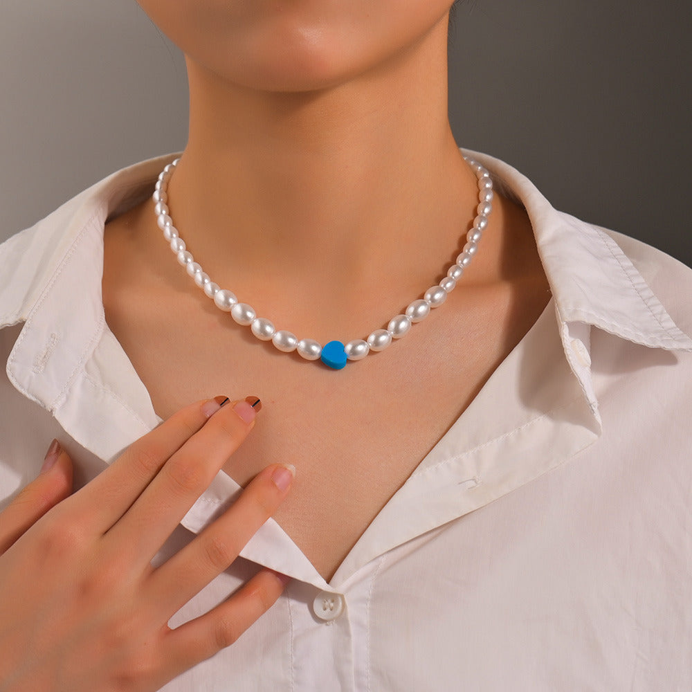 Vintage Pearl Choker Beaded Necklaces Love Design