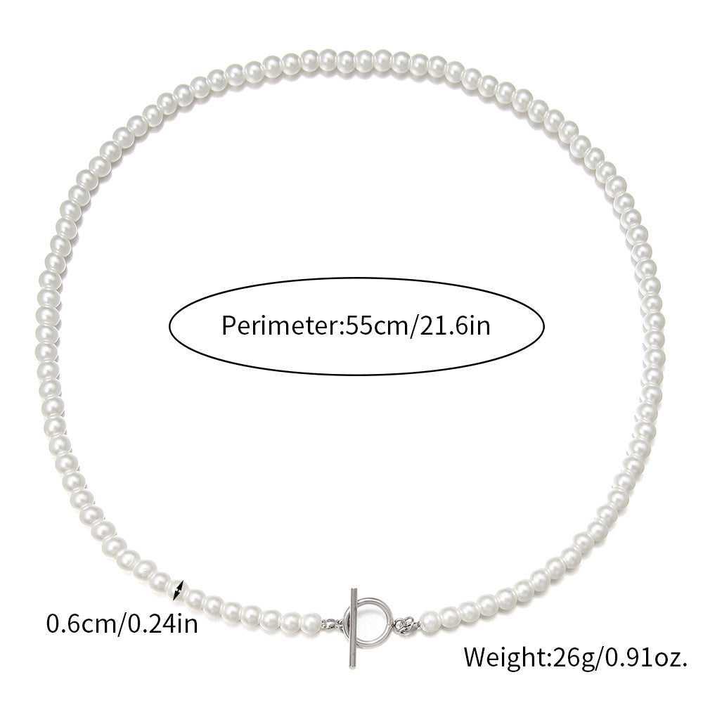 Faux Pearl Beaded Choker Necklace