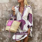 Spring-Summer Casual Long Shirt Dress – Relaxed Long Sleeve V-Neck Tunic, Women's Loose Midi
