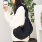 Canvas hobo bag, casual pleated shoulder bag, drawstring corduroy shoulder bag