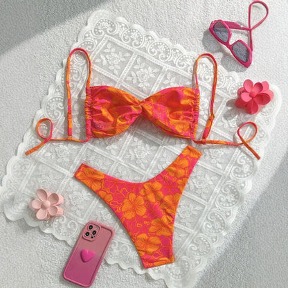 Printed Bikini Swimsuit for Women Sexy Two Piece Set Beach Vacation Swimwear