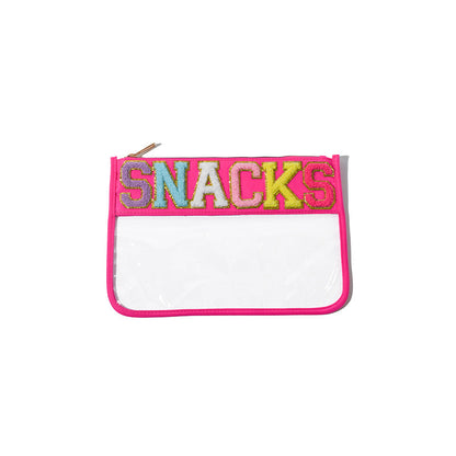 PVC transparent storage bag, embroidered letter cosmetic bag, wash storage towel embroidered file bag 2pcs,