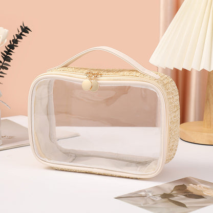 Ladies woven tote cosmetic bags, lightweight makeup bags,Business trip Transparent toiletries bag, Cosmetics storage bag, Transparent Cosmetic Bag,
