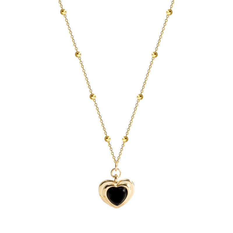 Women Black Heart Pendant Necklace