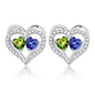 Sterling Silver Birthstone Heart Earrings new