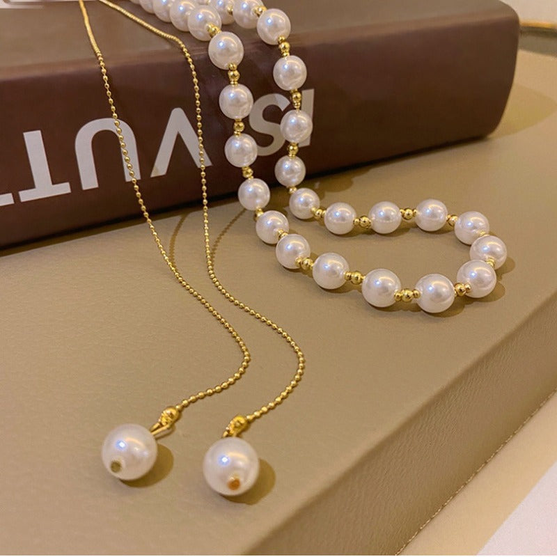 Pull Out Pearl Chain Choker Necklaces