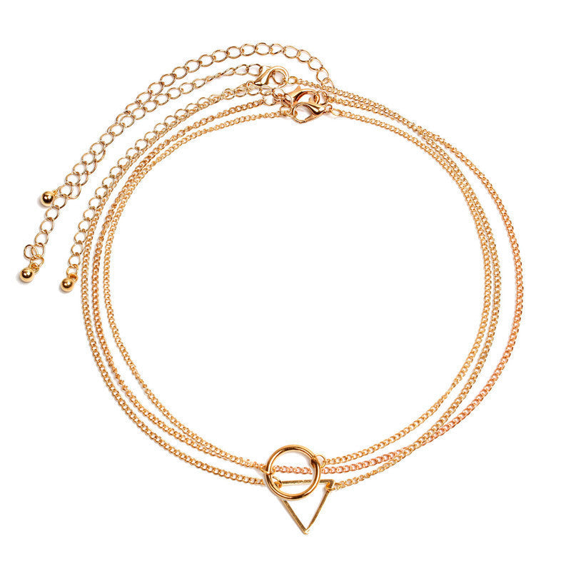 Layer Chain Geometric Choker Necklace
