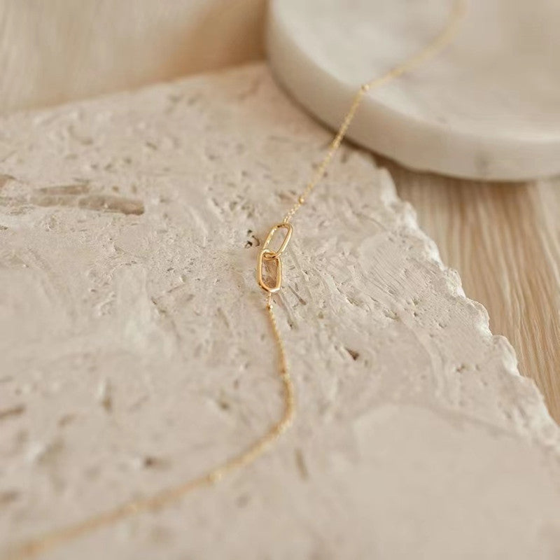 Geometric Double Ring Simple Choker Necklace