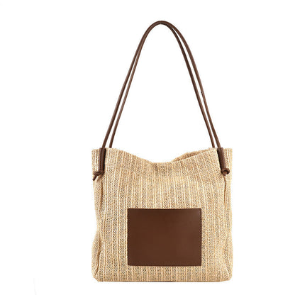 Hobo straw bag, women's summer versatile straw bag, fashionable shoulder hobo bag, large capacity tote bag