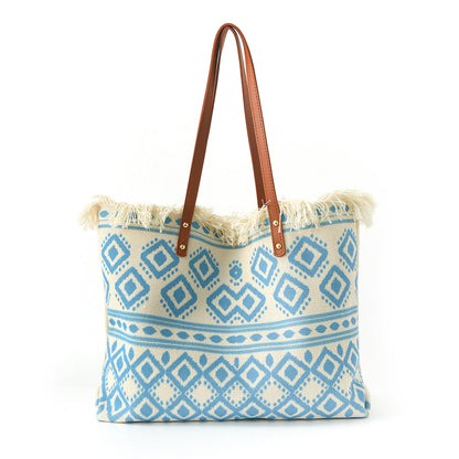 Fashion Large Tote Bag – High-Aesthetic Printed Handbag, Ethnic Style Travel Shoulder Shopper