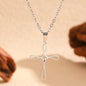 Cross Pendant Stainless Steel Clavicle Chain & Earrings Set Simple Daily Jewelry