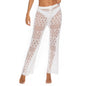 Solid color sexy ladies nightclub sexy see-through cut-out woven anti-hiccup trousers hooked beach pants