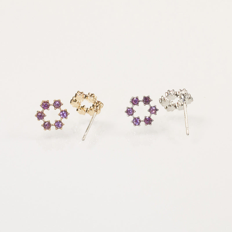 Cute cartoon flower stud earrings set
