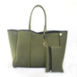Camo Leopard Black Print Beach Tote – Women’s Neoprene Travel Bag, Diving Fabric Casual Handbag