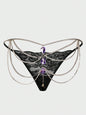 Sexy Spice Girls Nightclub Splicing Metal Gem Sex Thong Panties Women