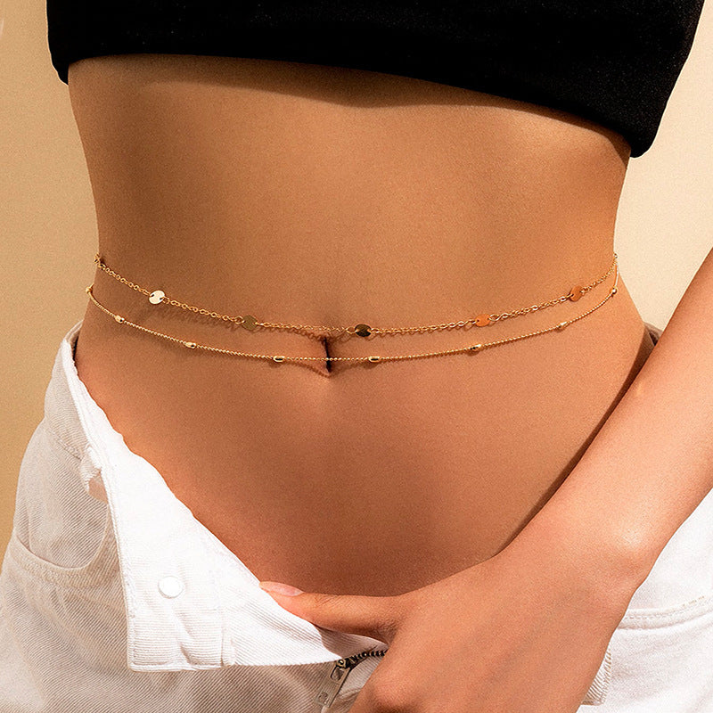 Popular Design Sexy Vintage Double-Deck Summer Beach Metal Waist Chain