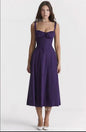 Sleeveless Strapless Bandage Corset Dress - Floral Print Long Midi Dress with Lace Up Back & Thigh Slit