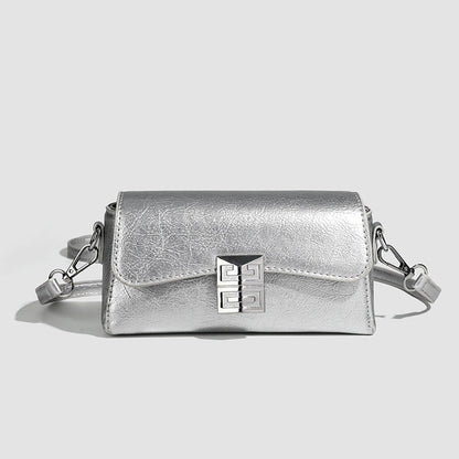 Small shoulder bag for women, retro small square bag for women, versatile shoulder bag, metallic Crossbody bag, simple commuter bag cross body