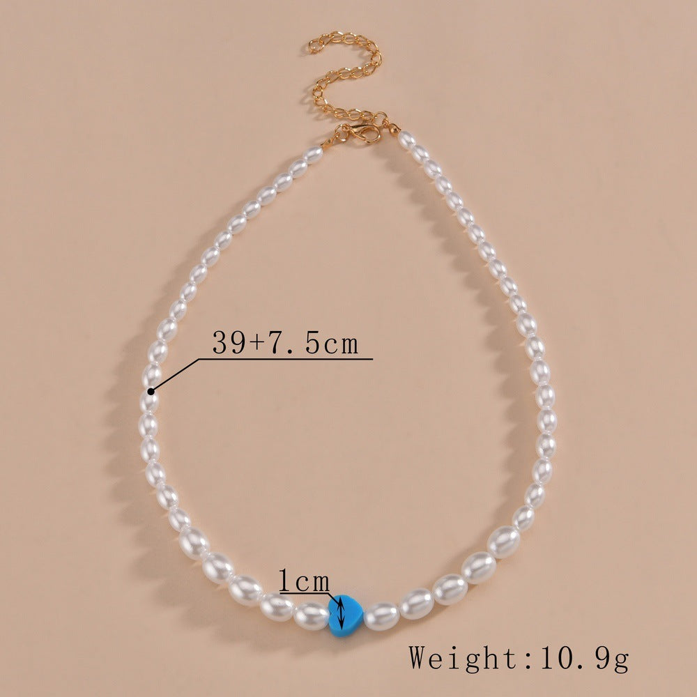 Vintage Pearl Choker Beaded Necklaces Love Design