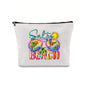Linen printed cosmetic bag, cosmetic lipstick storage bag, small simple zipper evening clutch bag,