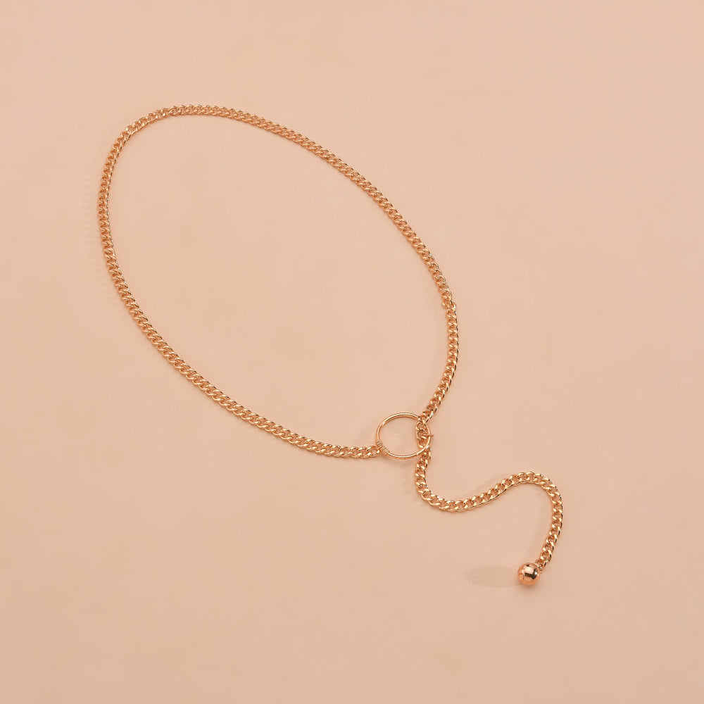 Drop Tassel Choker Necklace Long Thin Chain