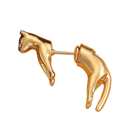 Personality Office Cute Cat Stud Earrings Women 3D Niche Animal Cat Detachable Earrings