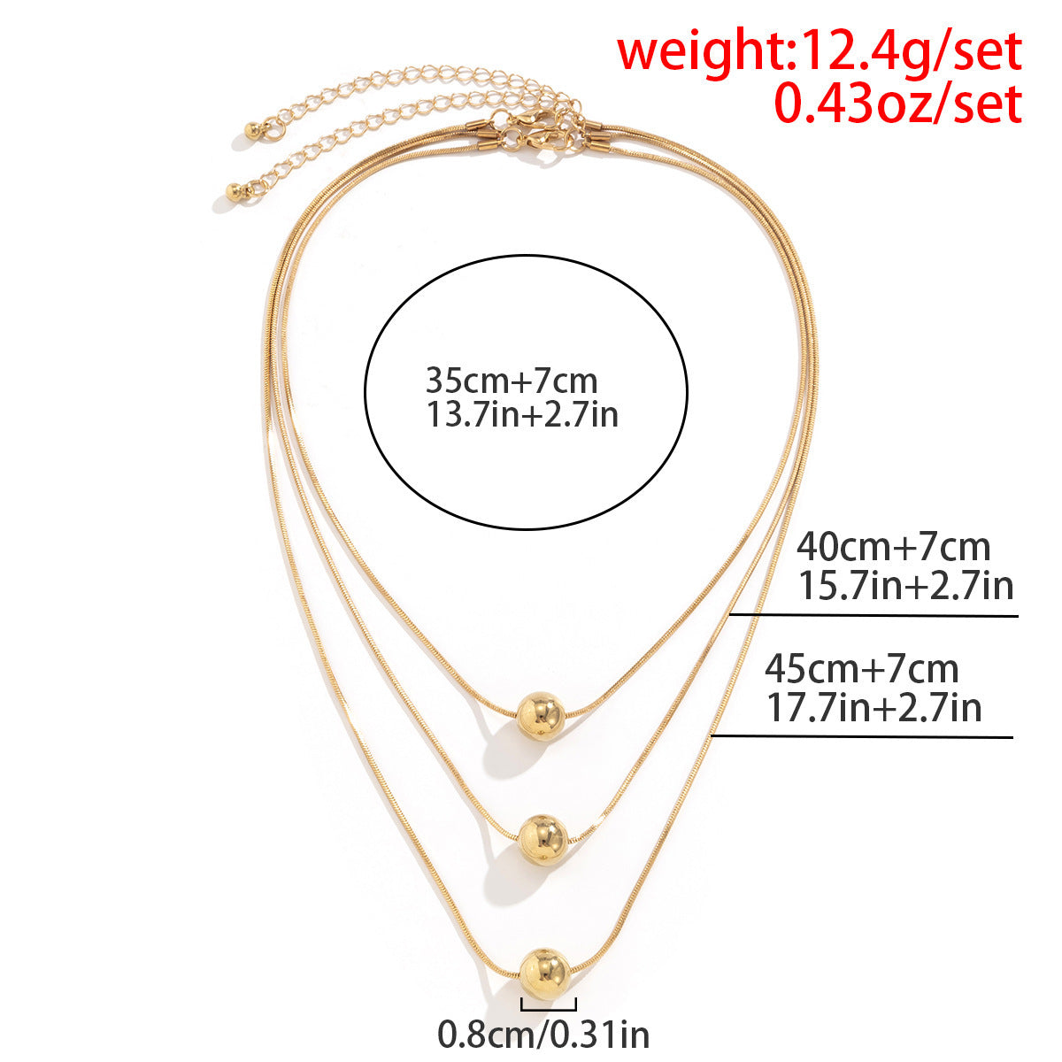Custom Fashion Simple Jewelry Multi 3 Layers Beads Pendant Necklace