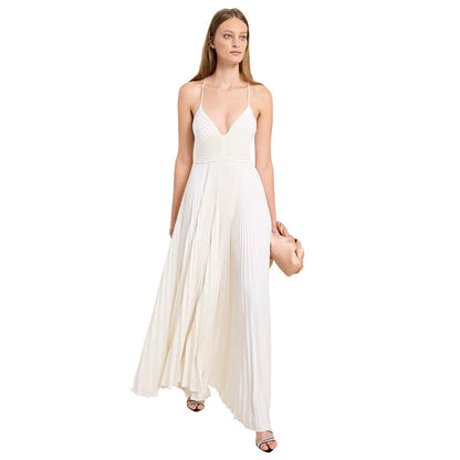 Pleated Tie-Strap Slip Dress